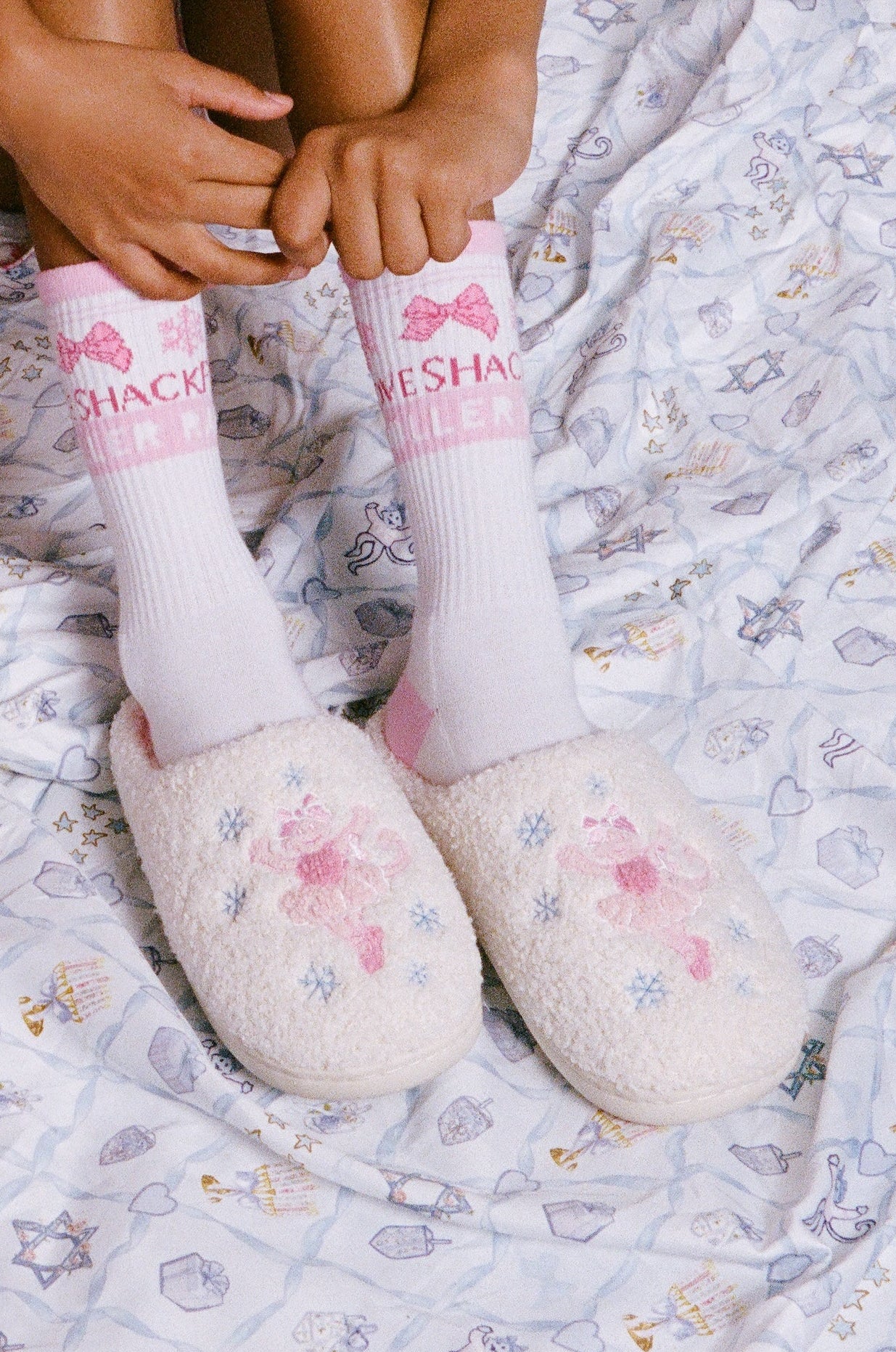 Sugarplum Monkey Fuzzy Slippers