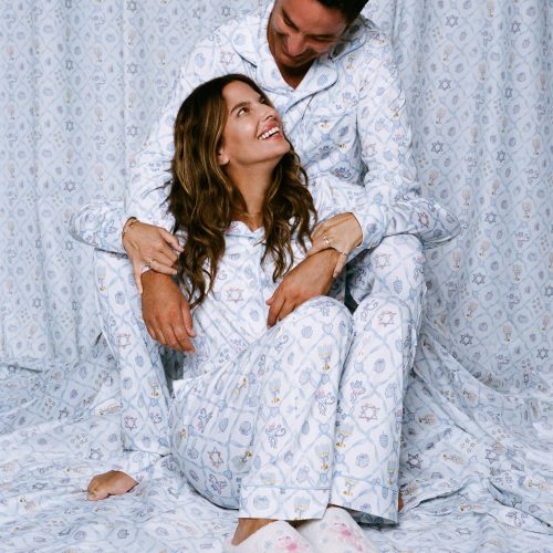 Starry Nights Lattice Long Sleeve Polo Pajamas