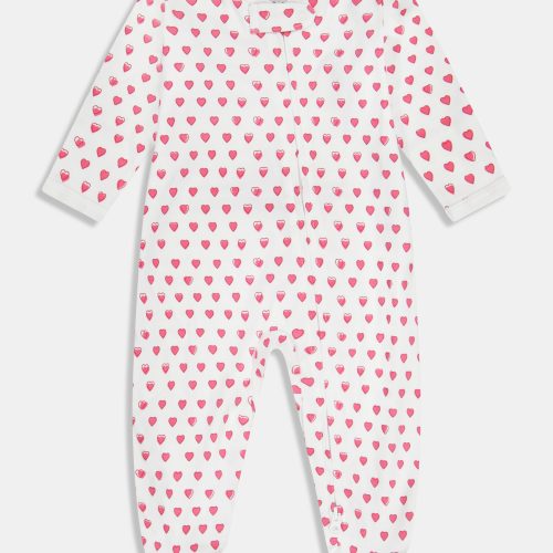 Infant Hearts Zipper Footie
