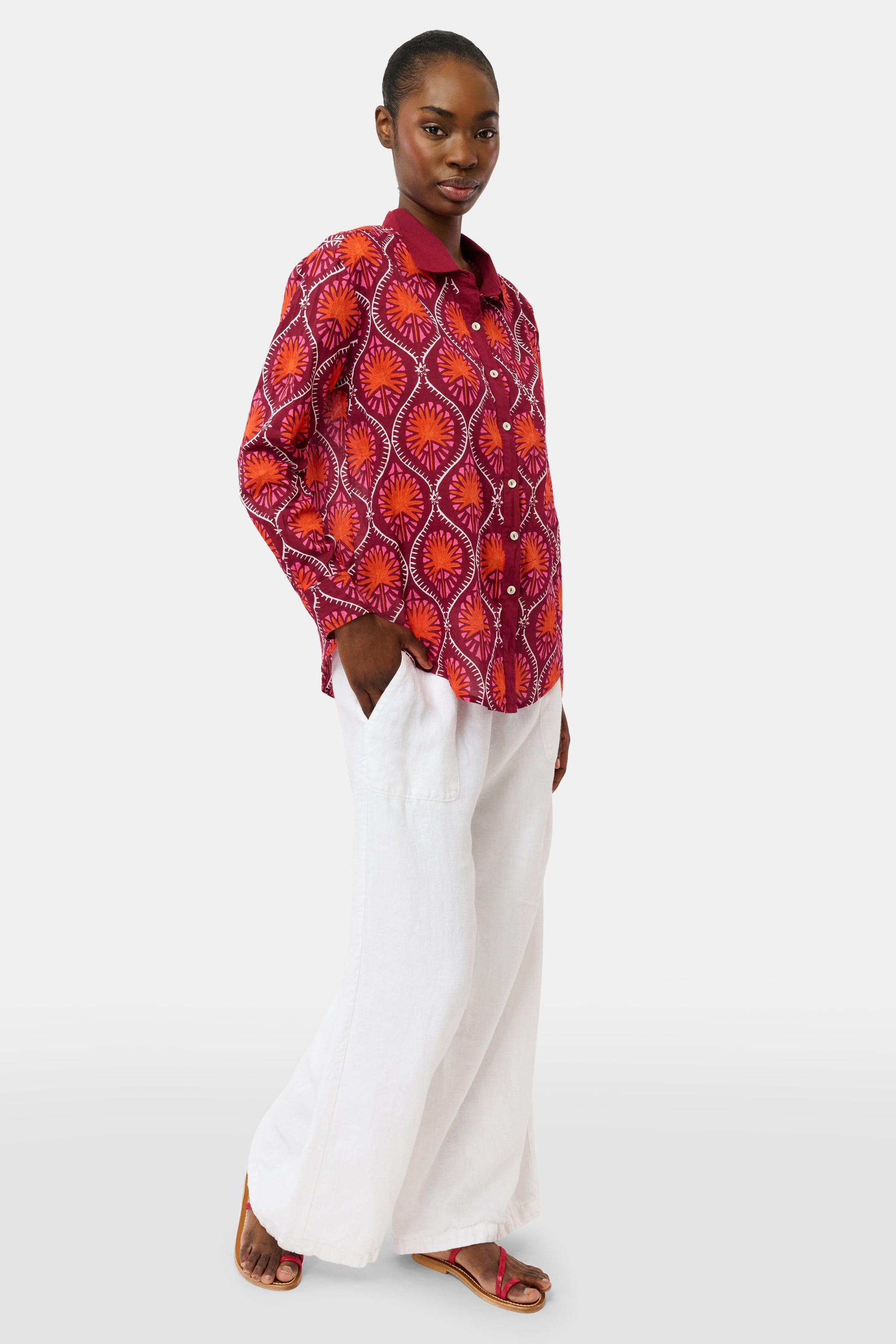 Palm Fronds Boyfriend Shirt