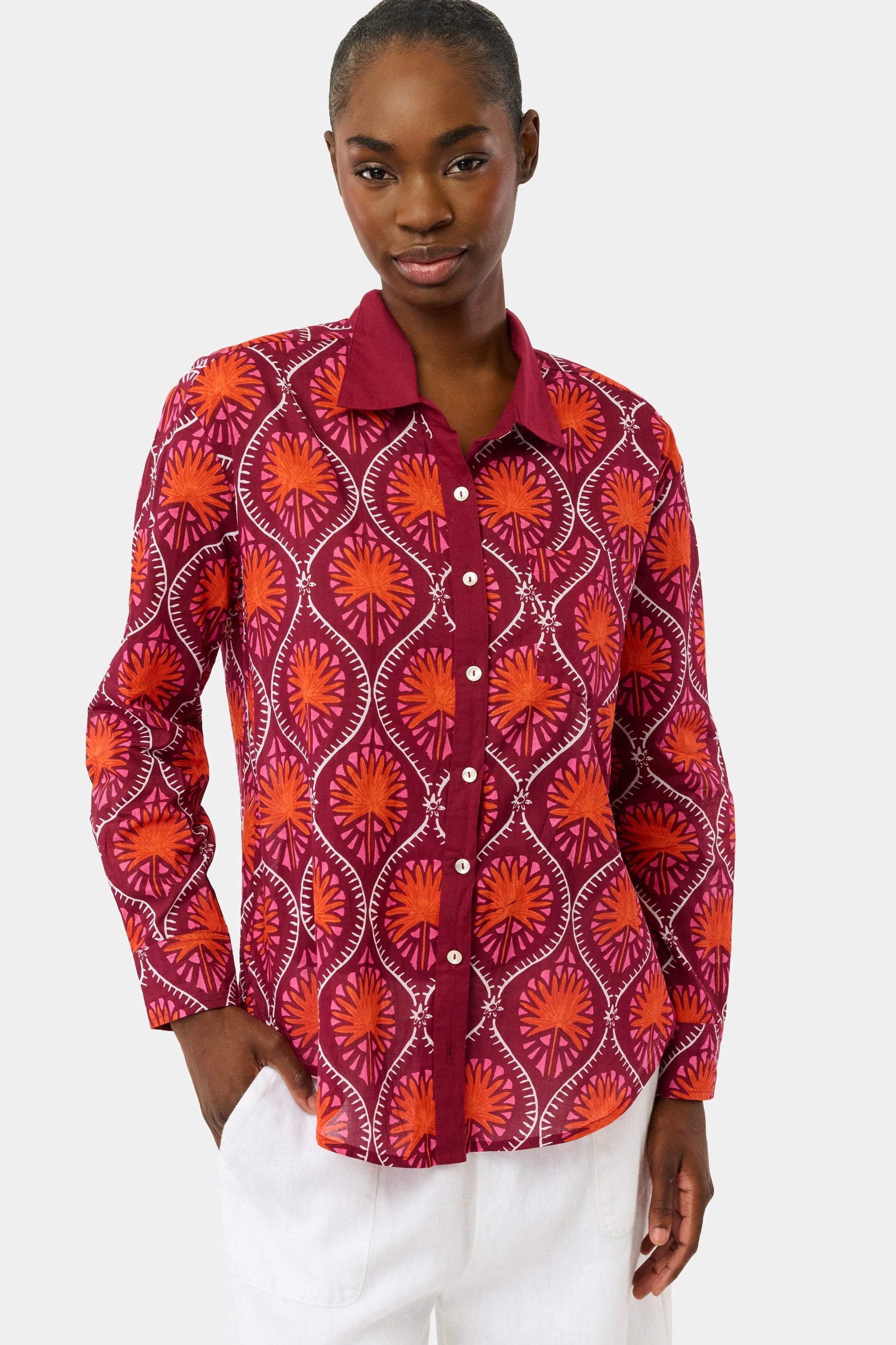 Palm Fronds Boyfriend Shirt