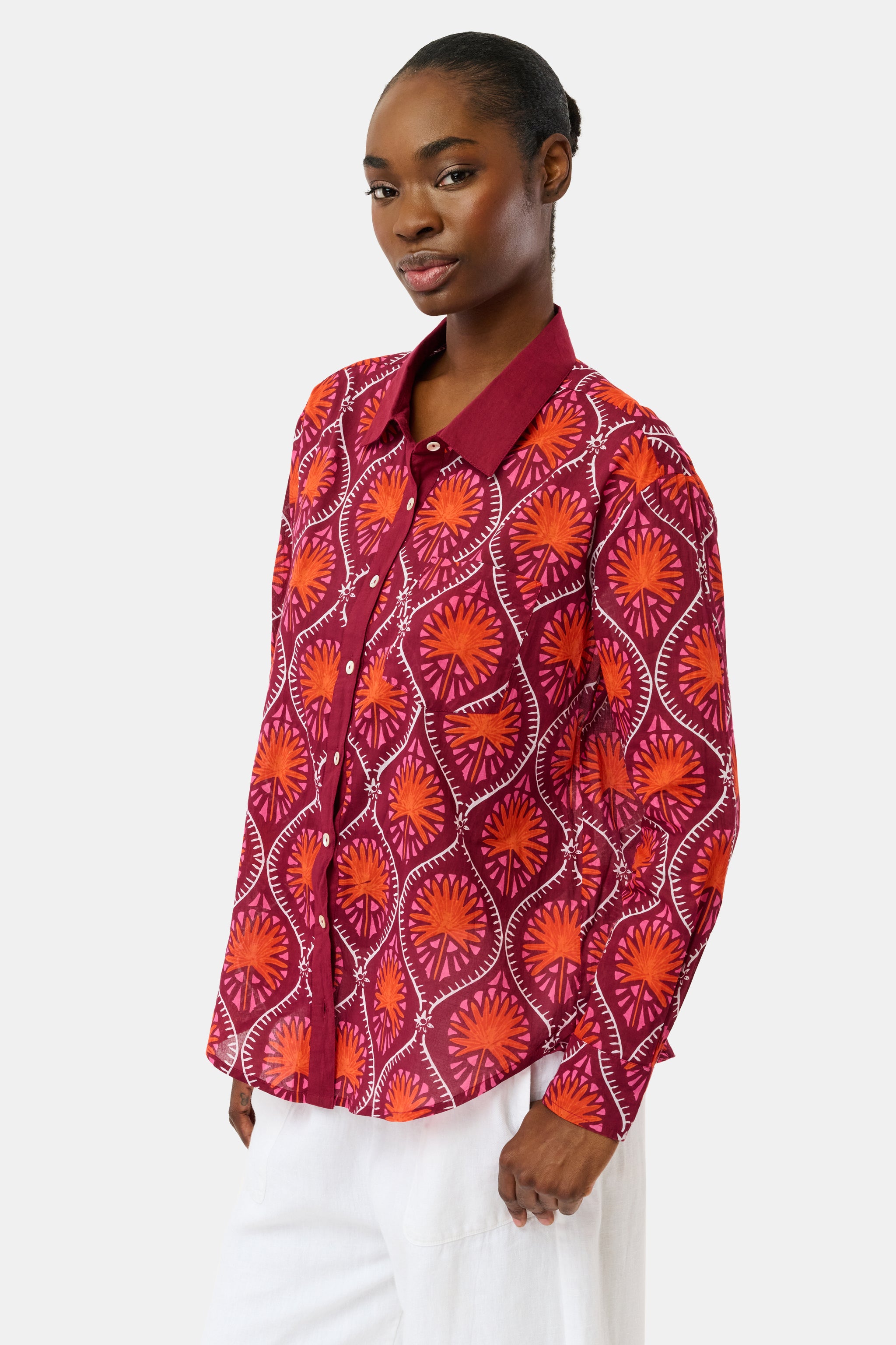 Palm Fronds Boyfriend Shirt