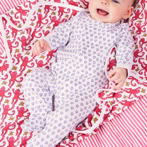 Infant Hearts Zipper Footie