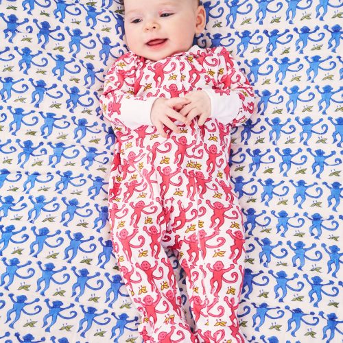Infant Monkey Zipper Footie