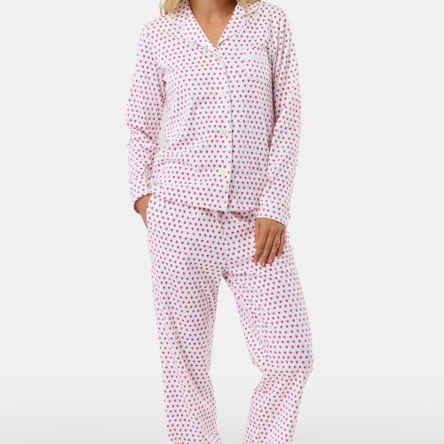 Hearts Long Sleeve Polo Pajamas