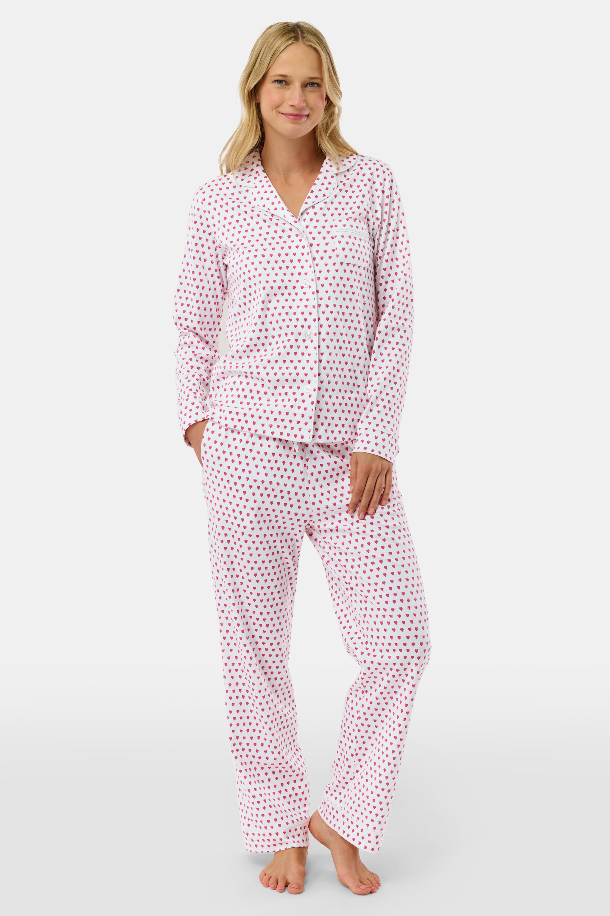 Hearts Long Sleeve Polo Pajamas