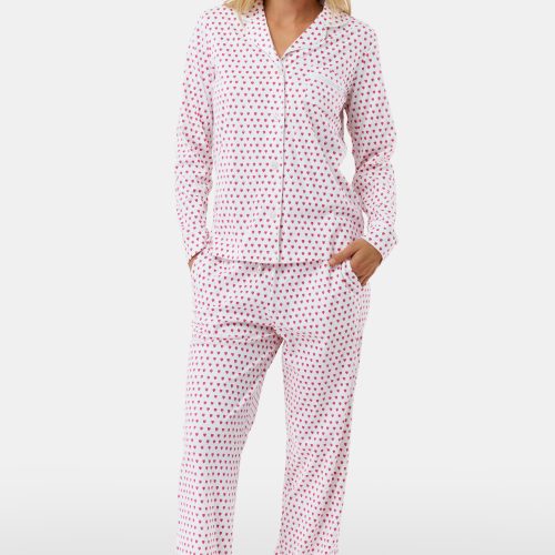 Hearts Long Sleeve Polo Pajamas