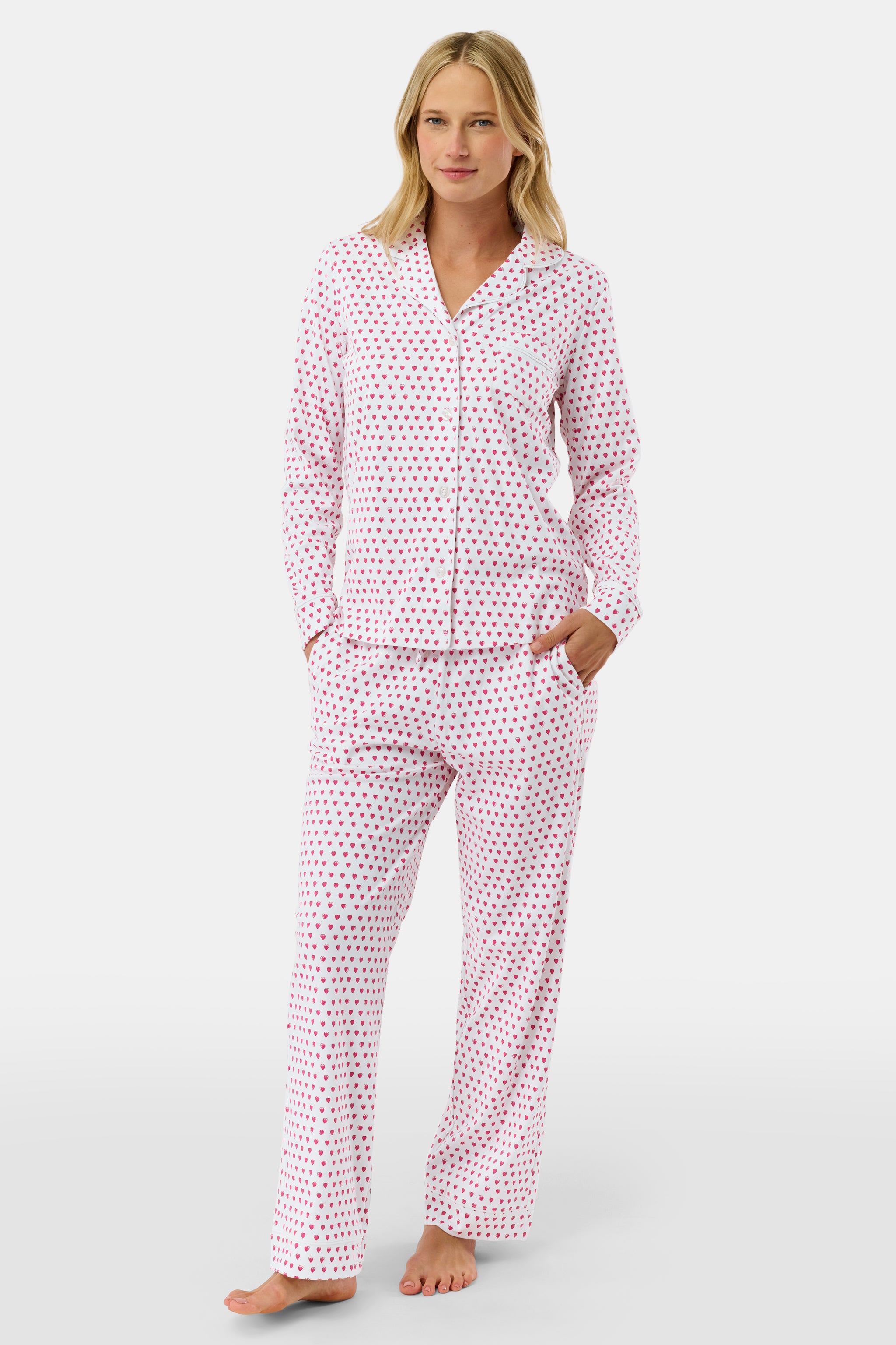 Hearts Long Sleeve Polo Pajamas