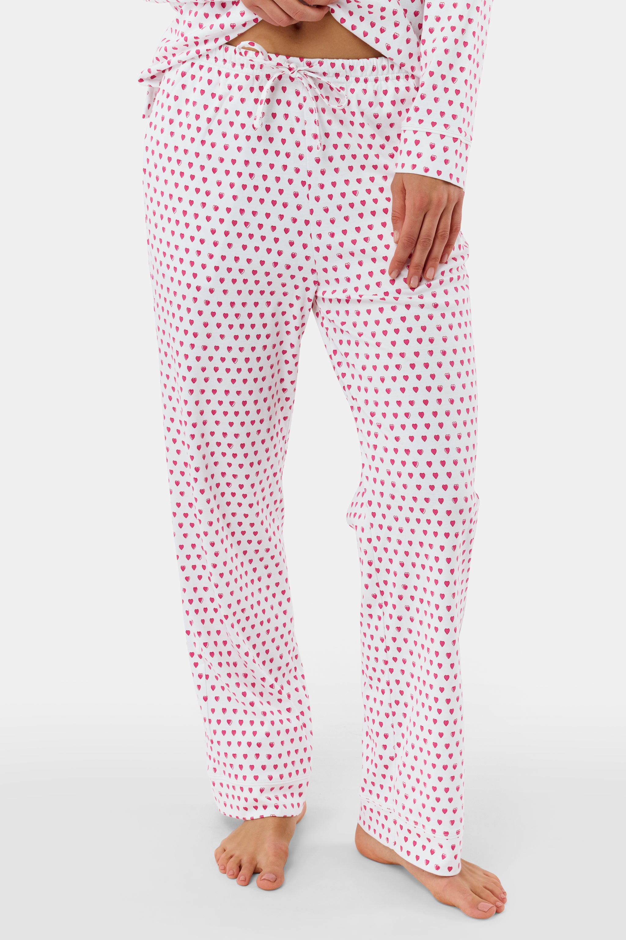 Hearts Long Sleeve Polo Pajamas