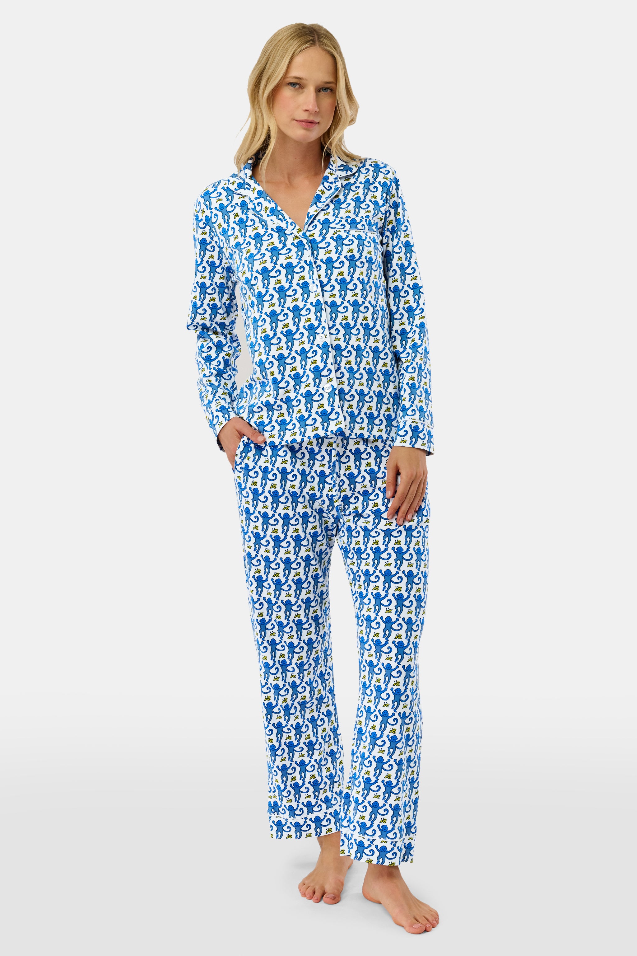Monkey Long Sleeve Polo Pajamas