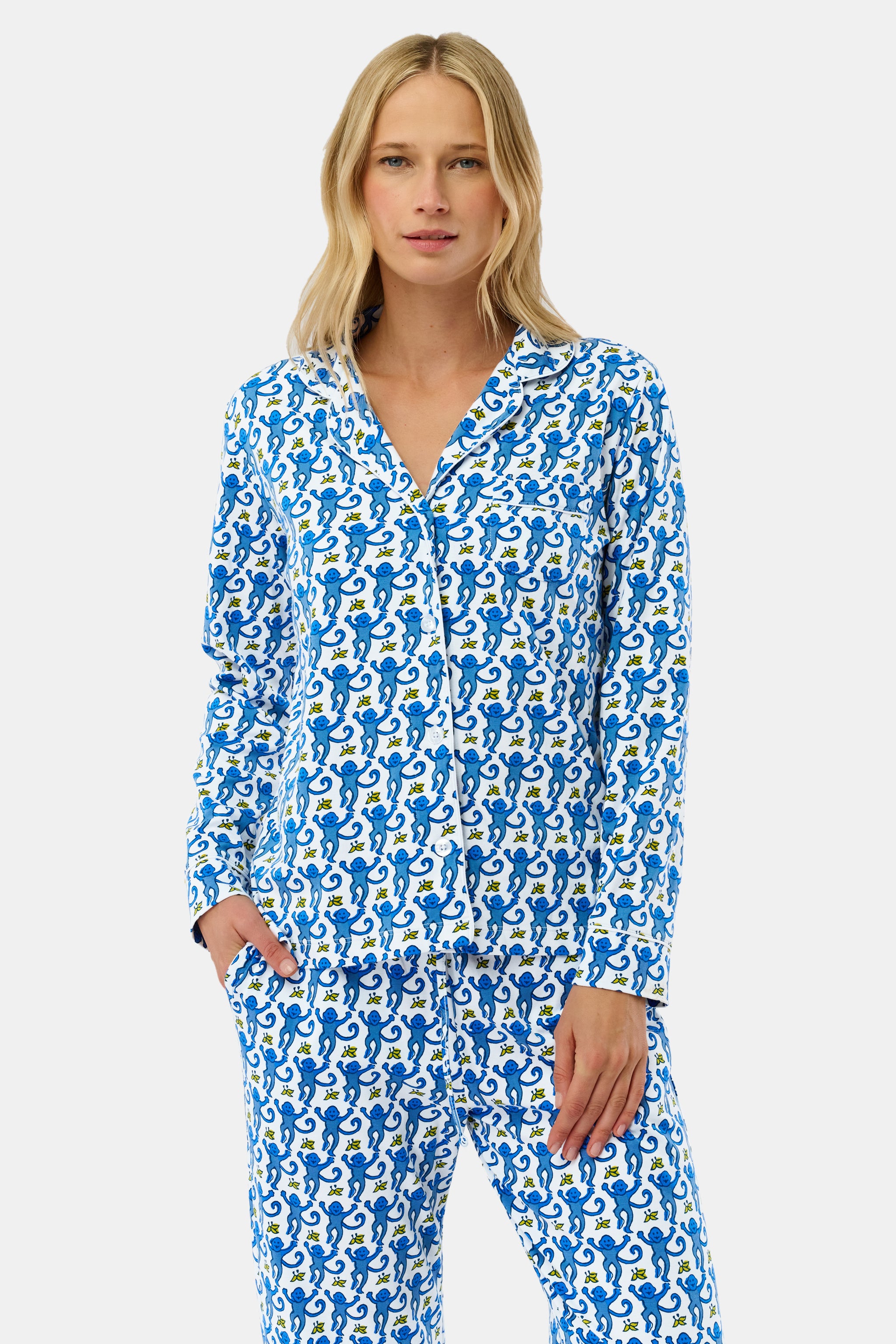 Monkey Long Sleeve Polo Pajamas