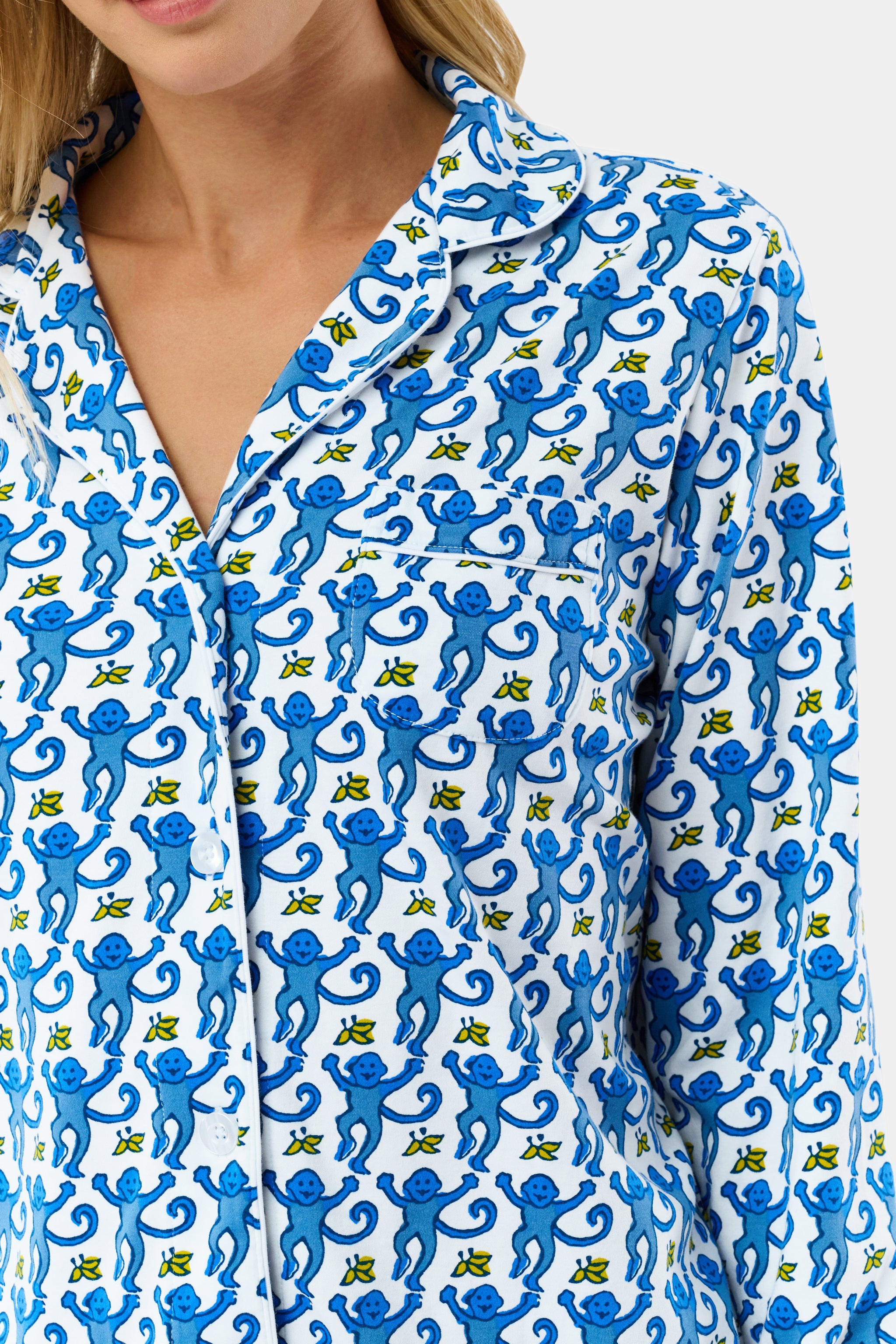 Monkey Long Sleeve Polo Pajamas