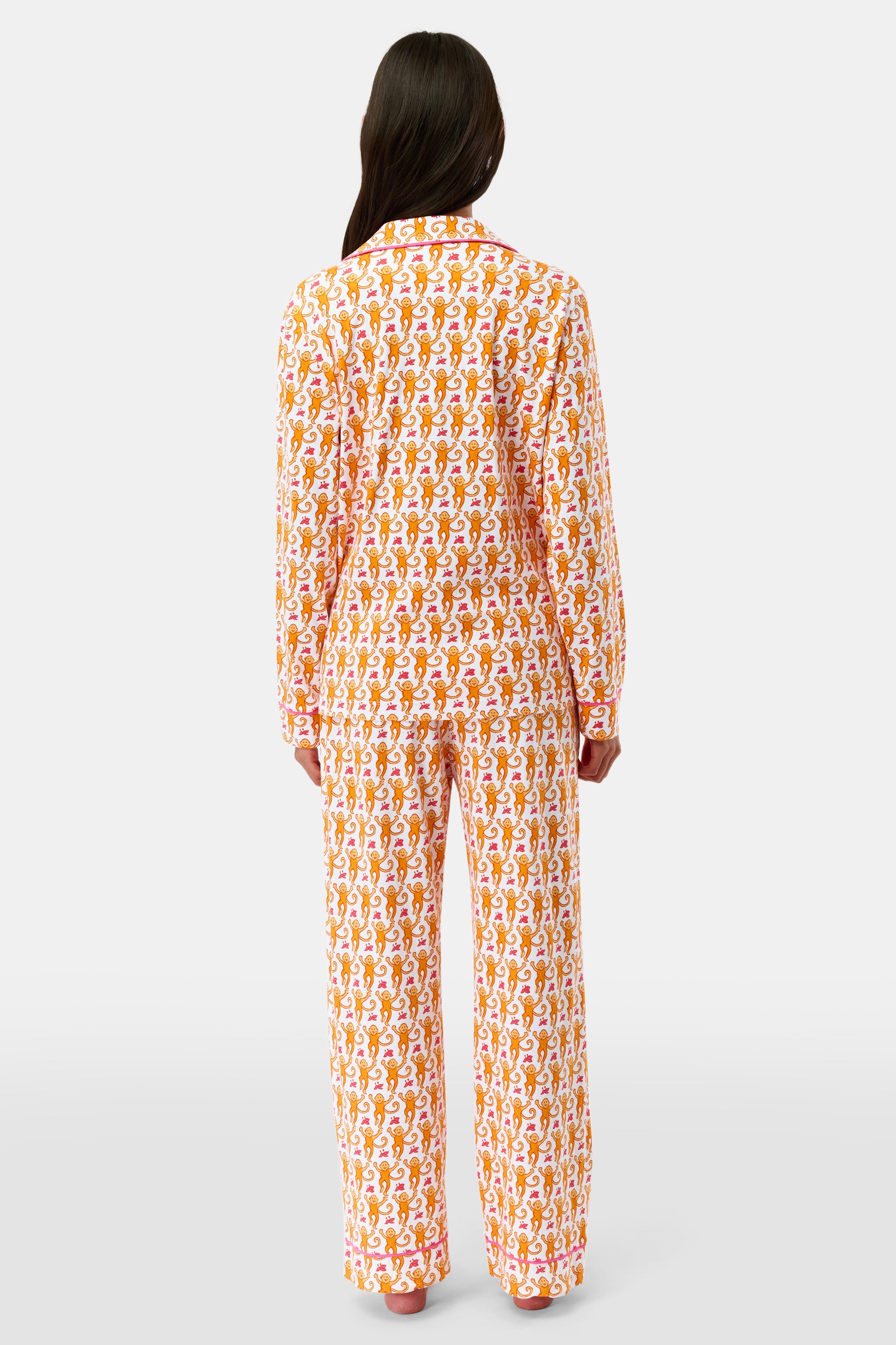 Monkey Long Sleeve Polo Pajamas