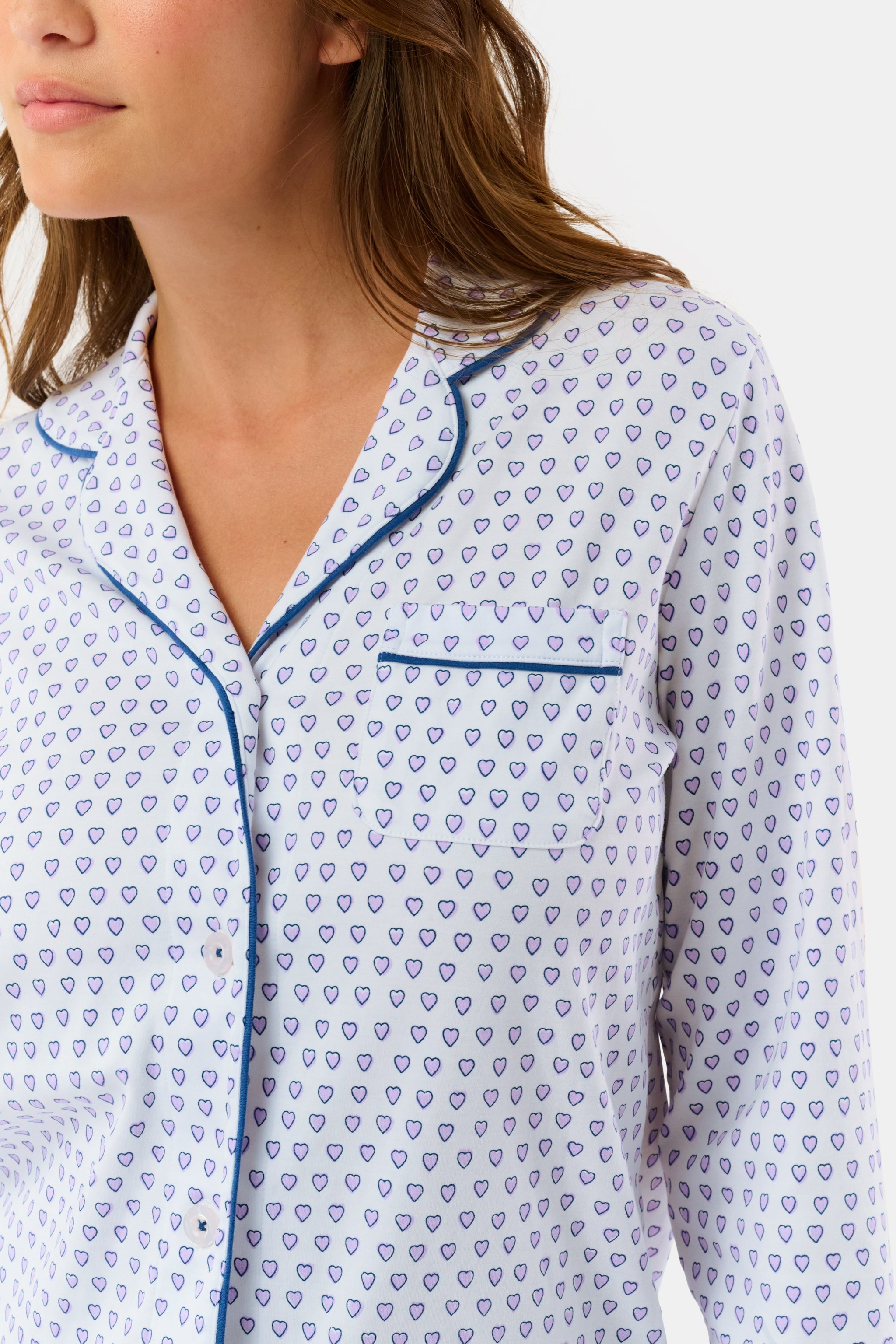 Hearts Long Sleeve Polo Pajamas
