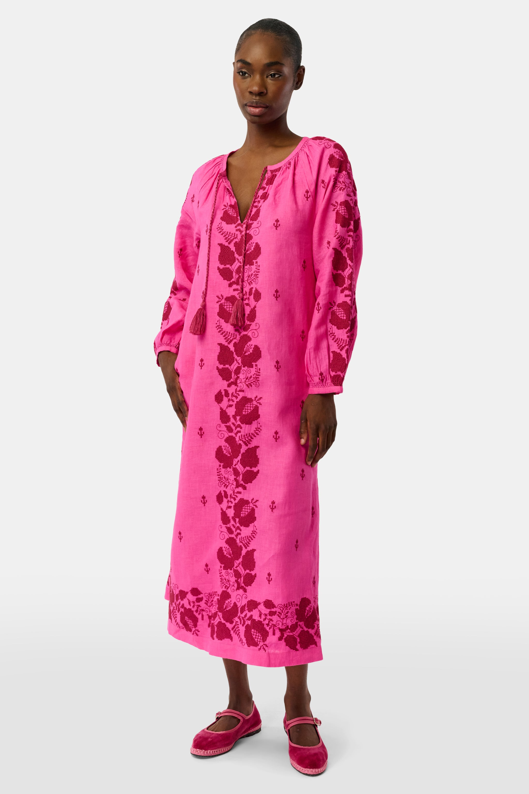 Cross Stitch Vine Shiv Caftan