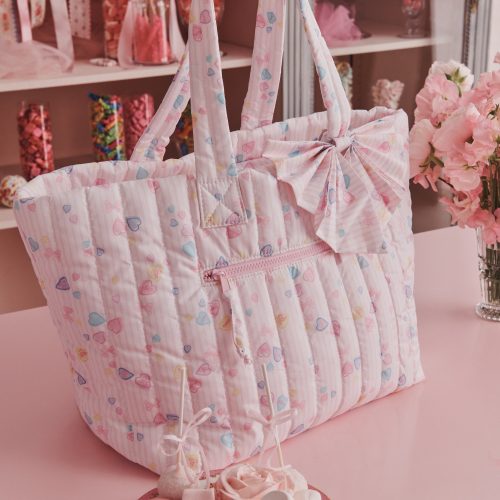 Candy Heart Stripe Quilted Tote