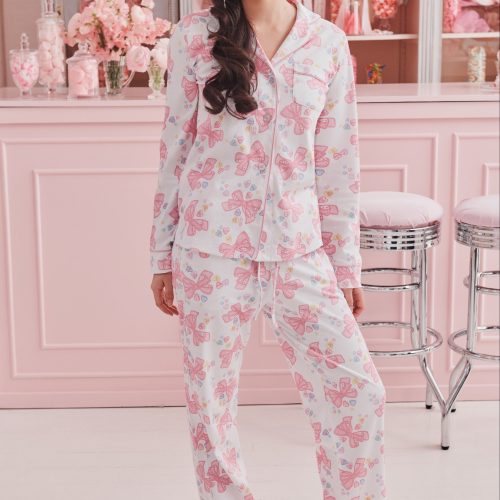 Doily Beaux Long Sleeve Polo Pajamas
