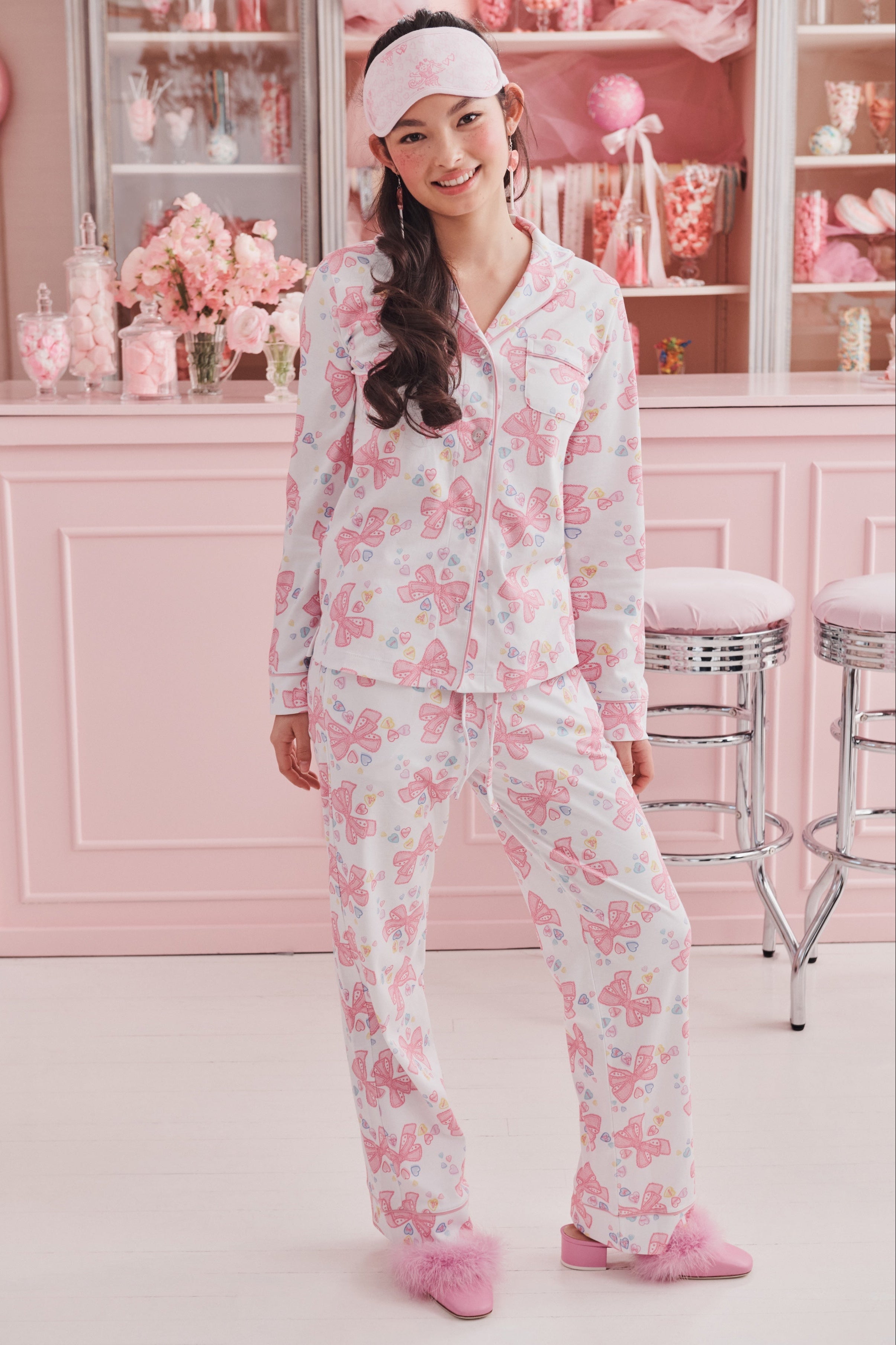 Doily Beaux Long Sleeve Polo Pajamas