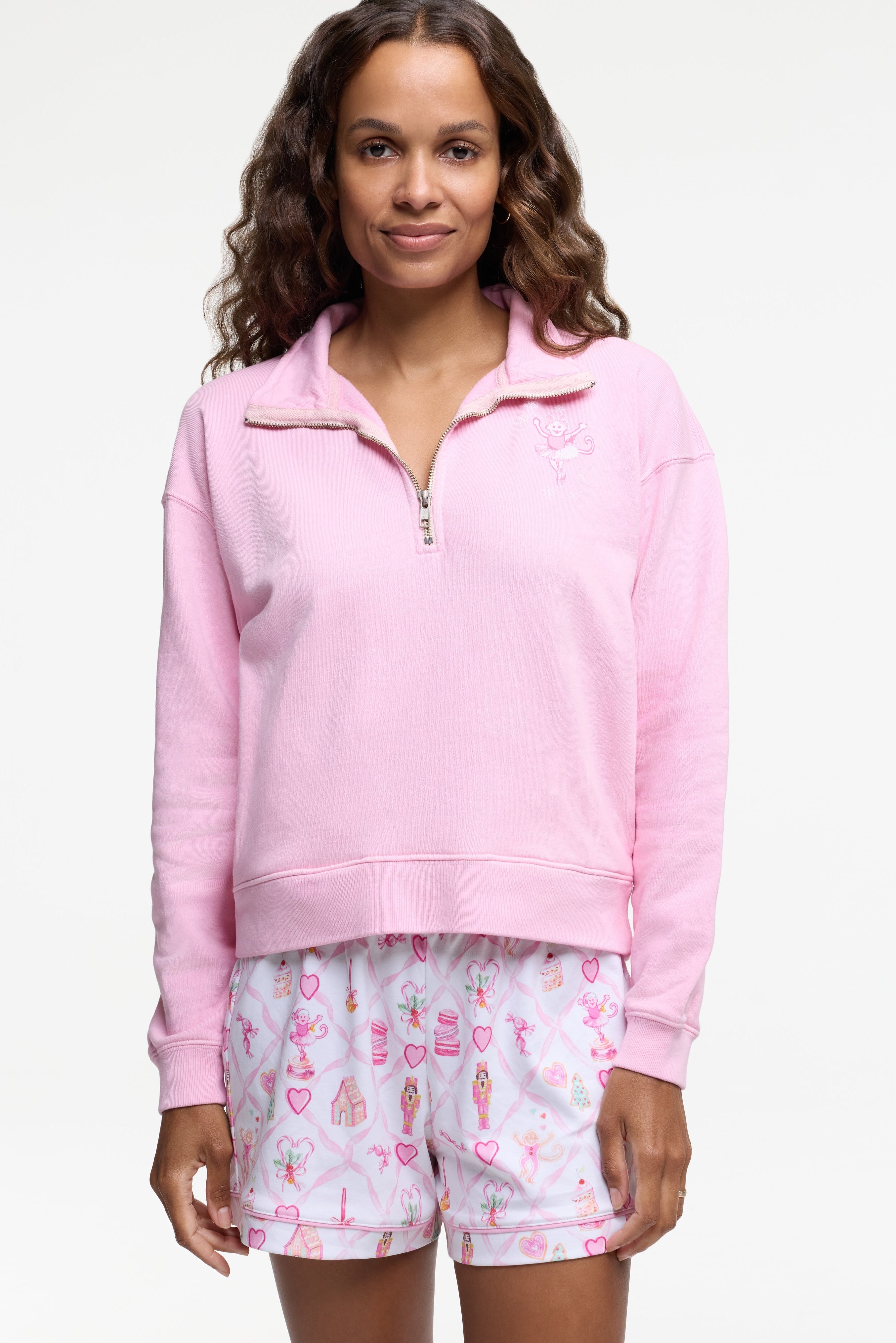 Sugarplum Lattice Half Zip Sweatshirt