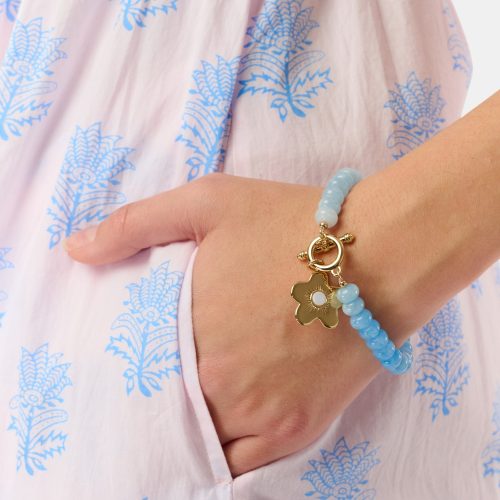 Flower Charm Beaded Bracelet