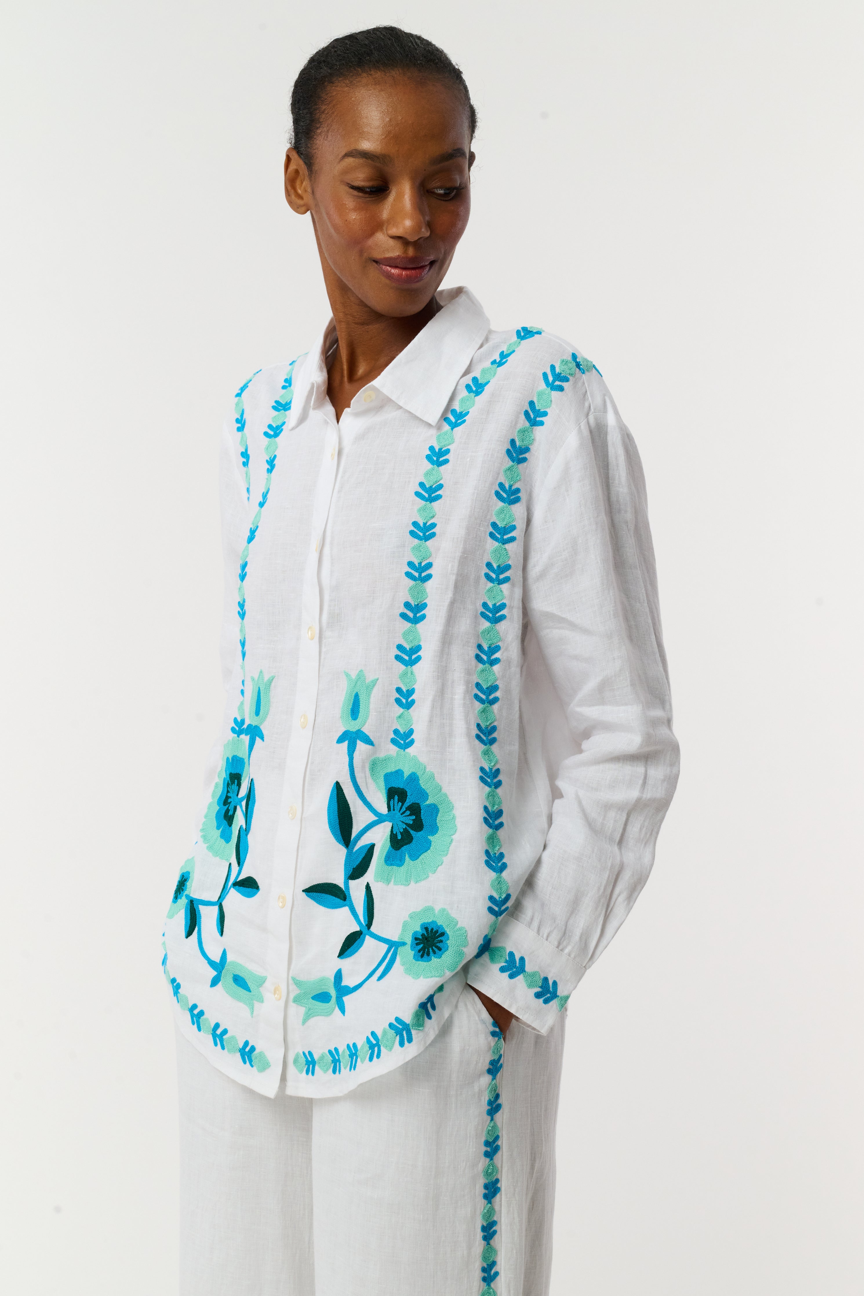 Avallon Embroidery Boyfriend Shirt