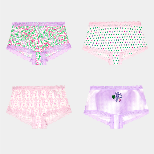 Mixed Icon Boyshort 4 Pack