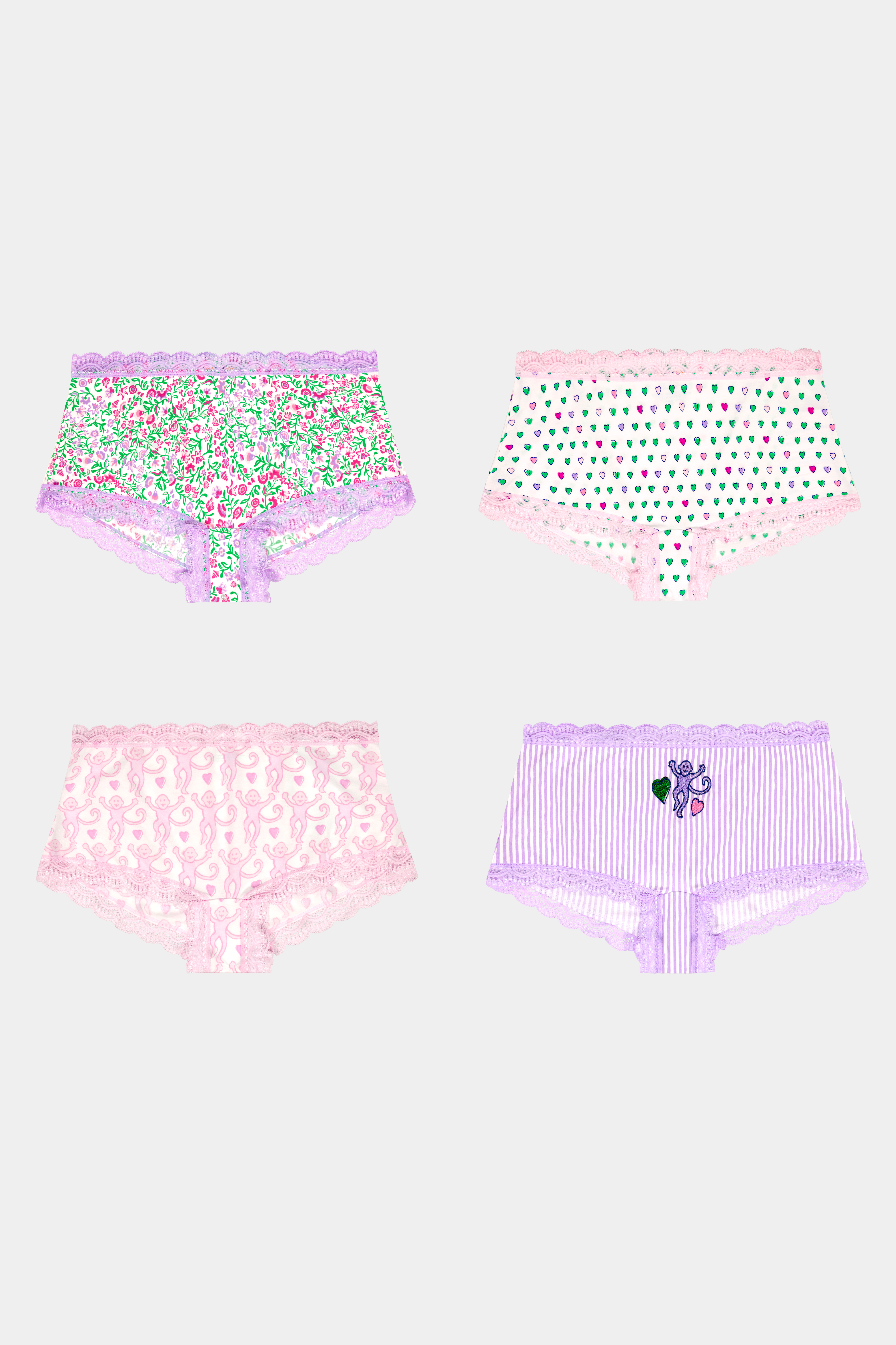 Mixed Icon Boyshort 4 Pack