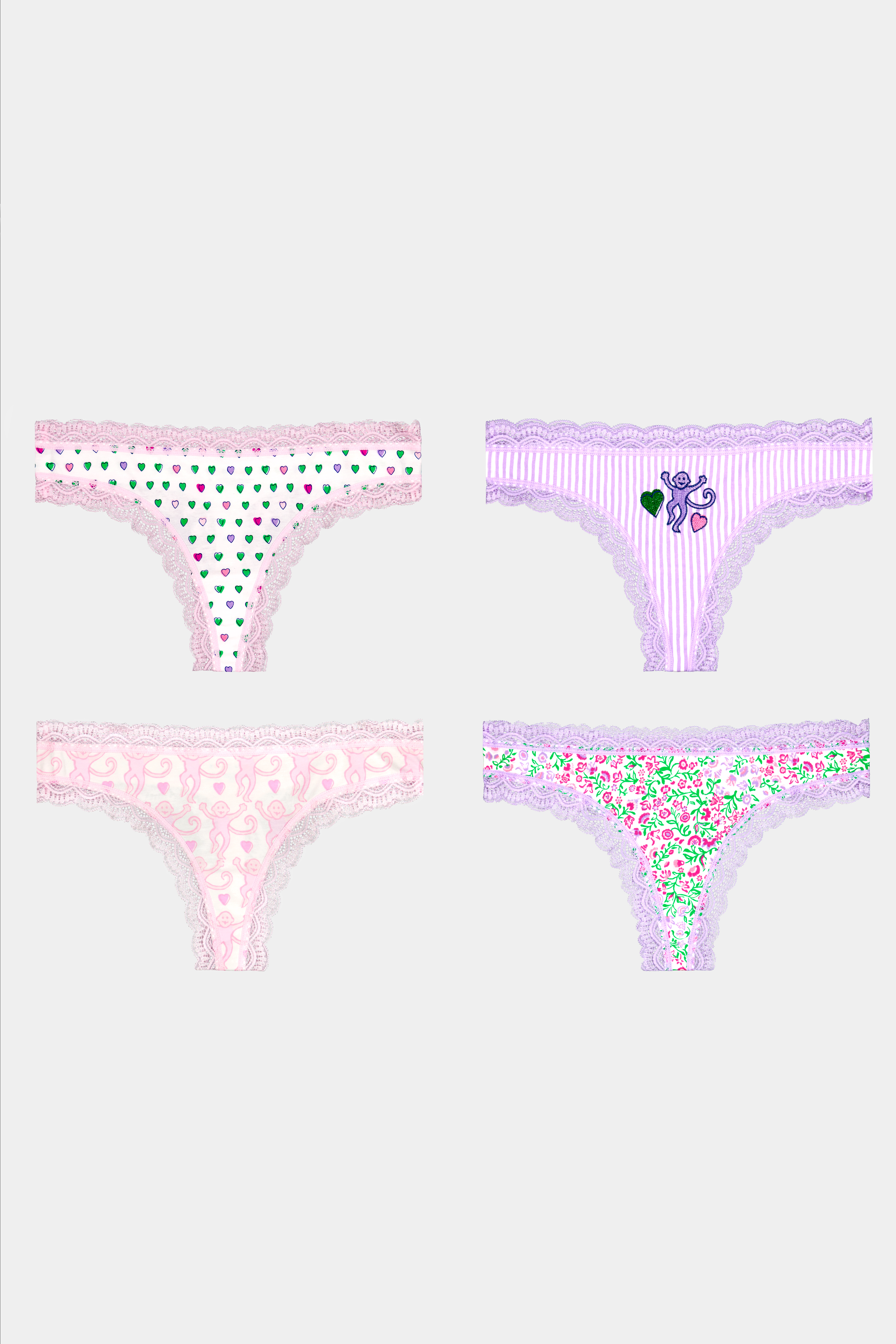 Mixed Icon Thong 4 Pack