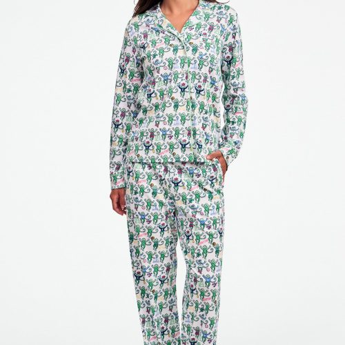 Boston Monkey Long Sleeve Polo Pajamas