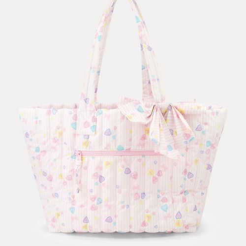 Candy Heart Stripe Quilted Tote