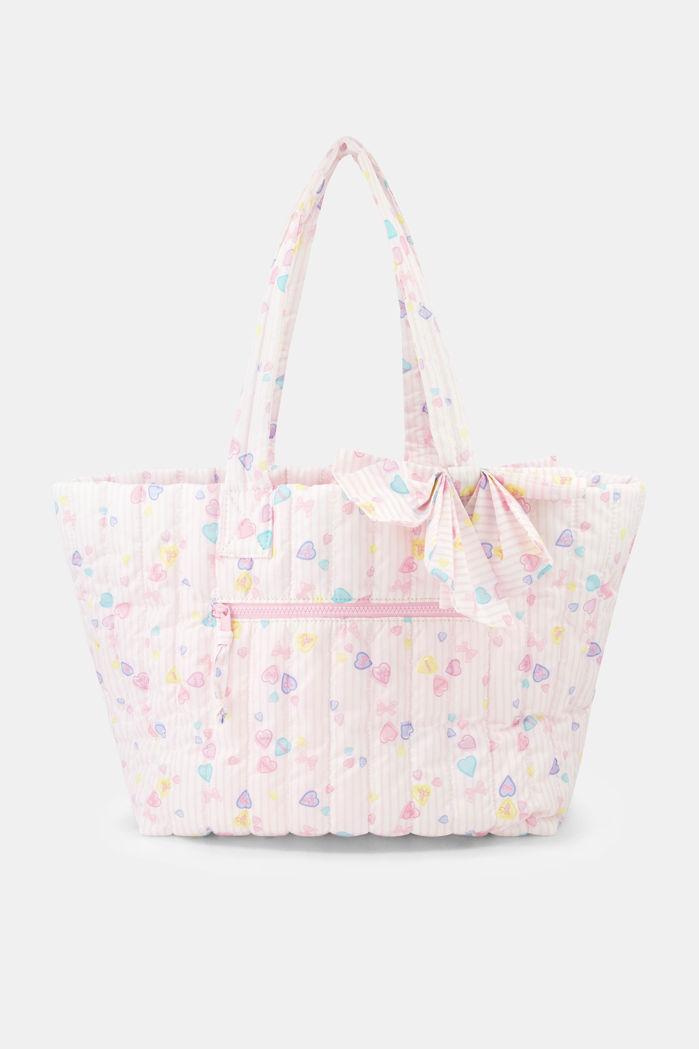 Candy Heart Stripe Quilted Tote