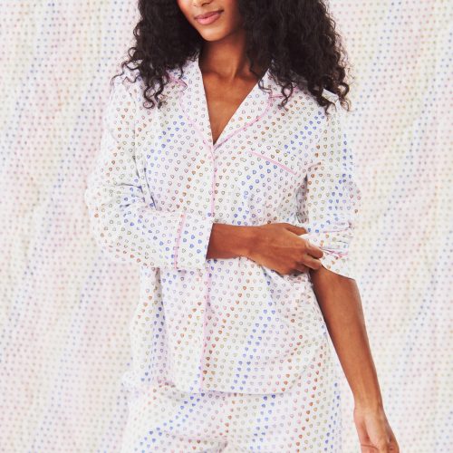 Disco Hearts Long Sleeve Polo Pajamas