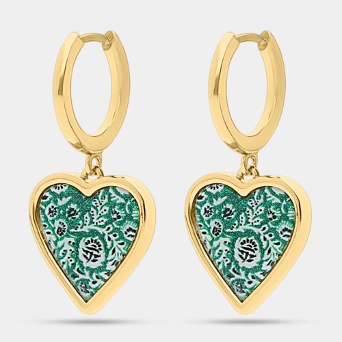 Fern Floral Heart Hoops