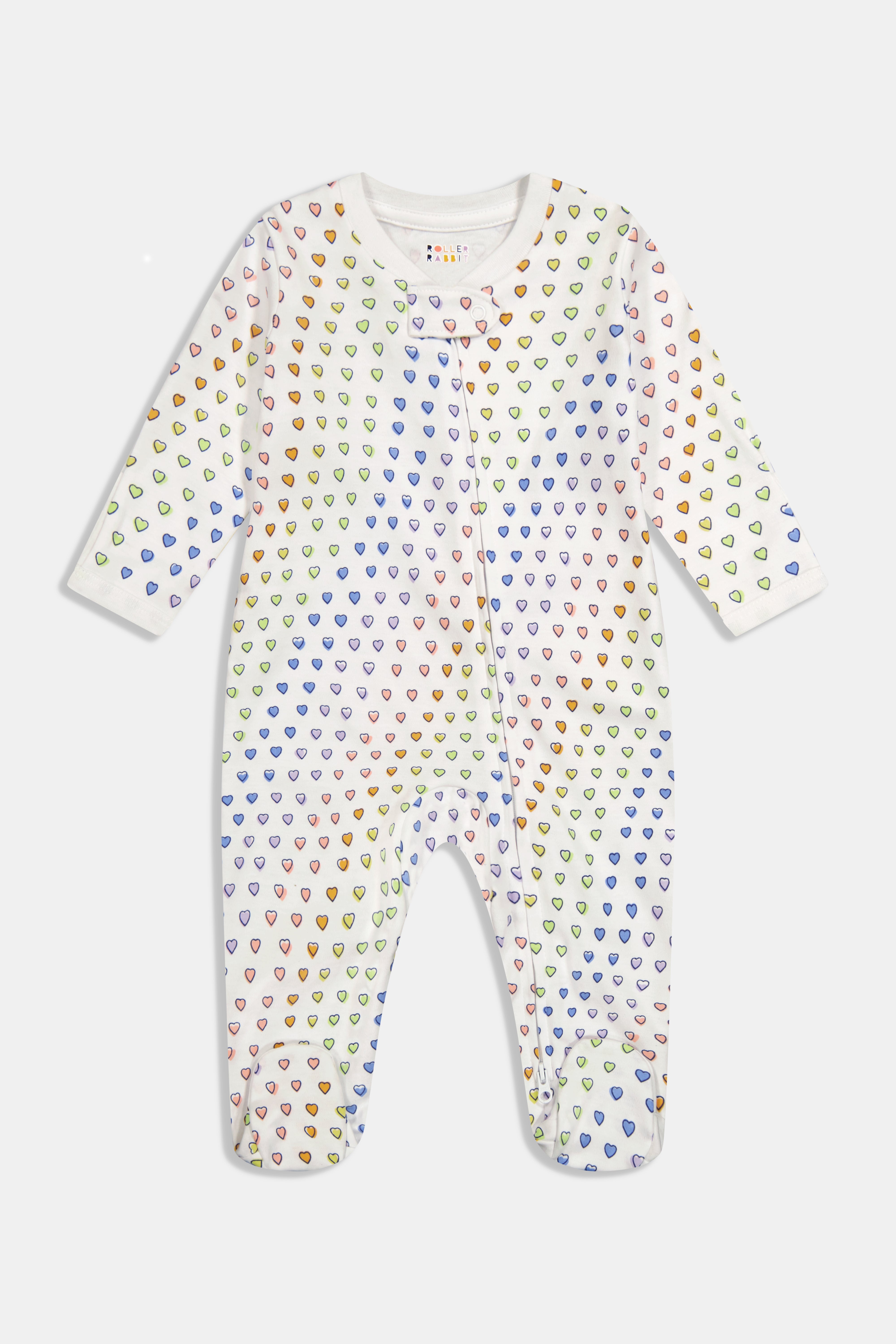 Infant Disco Hearts Zipper Footie