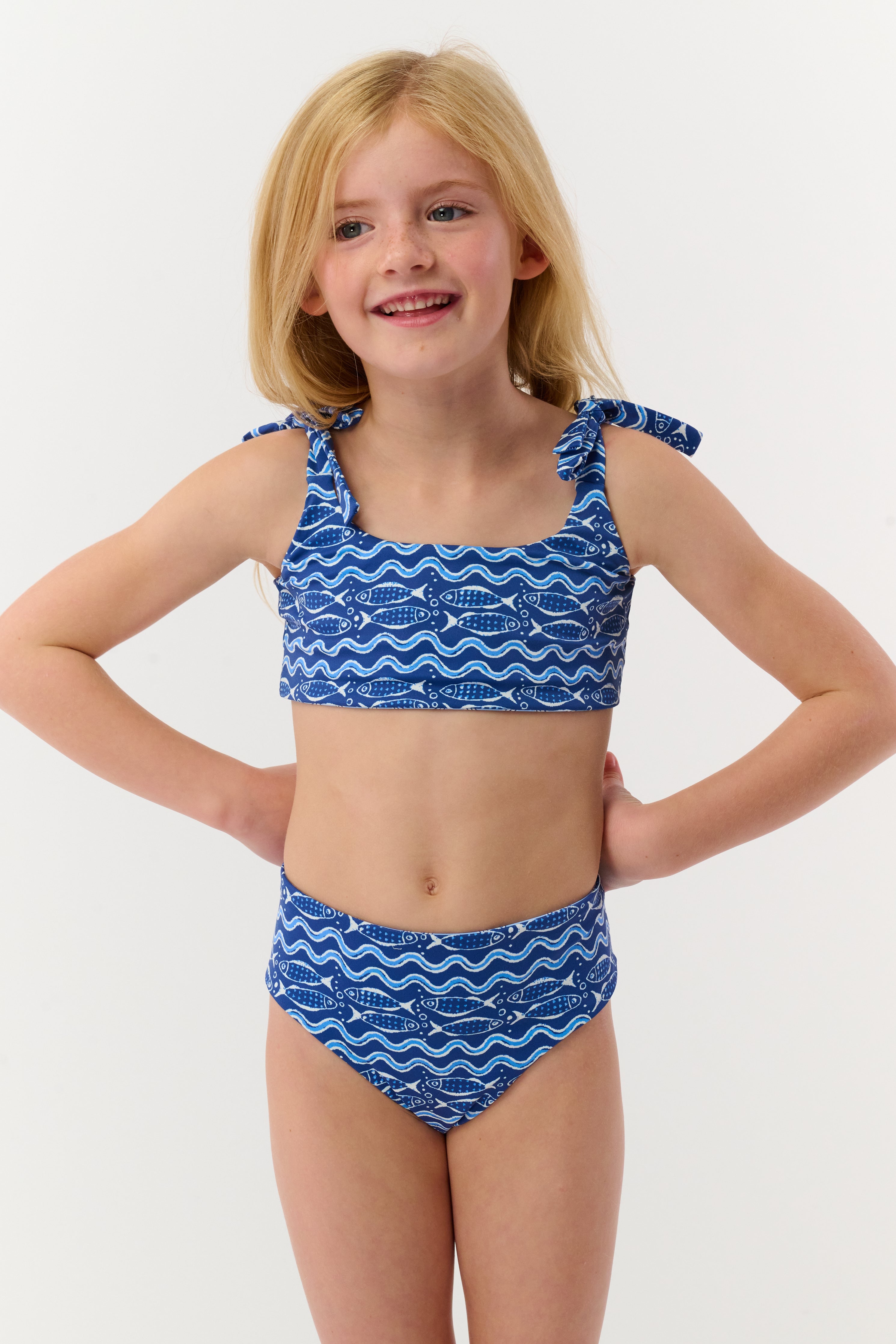 Kids Fish Stripe/Ruban Reversible Cora Bikini