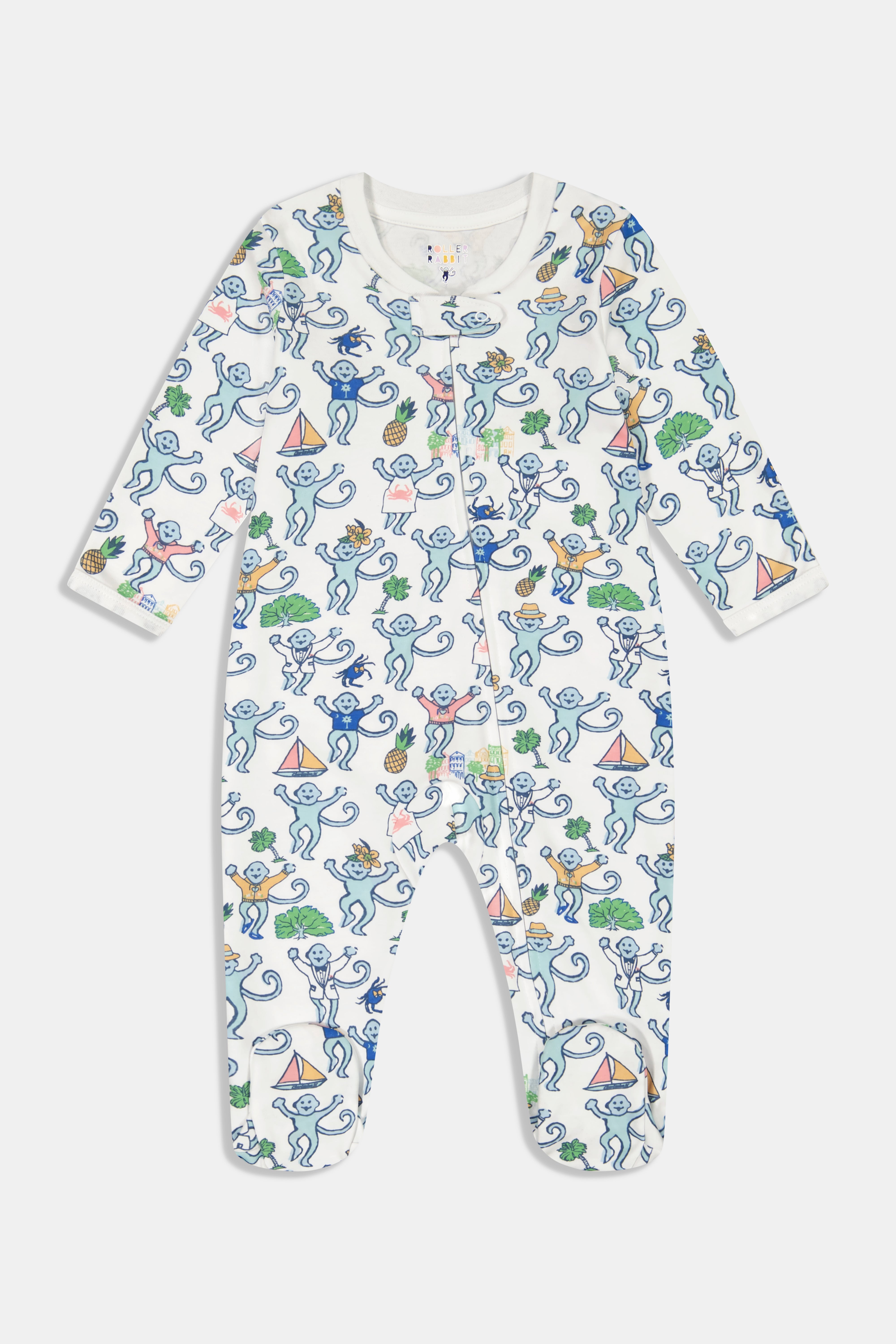 Infant Charleston Monkey Zipper Footie