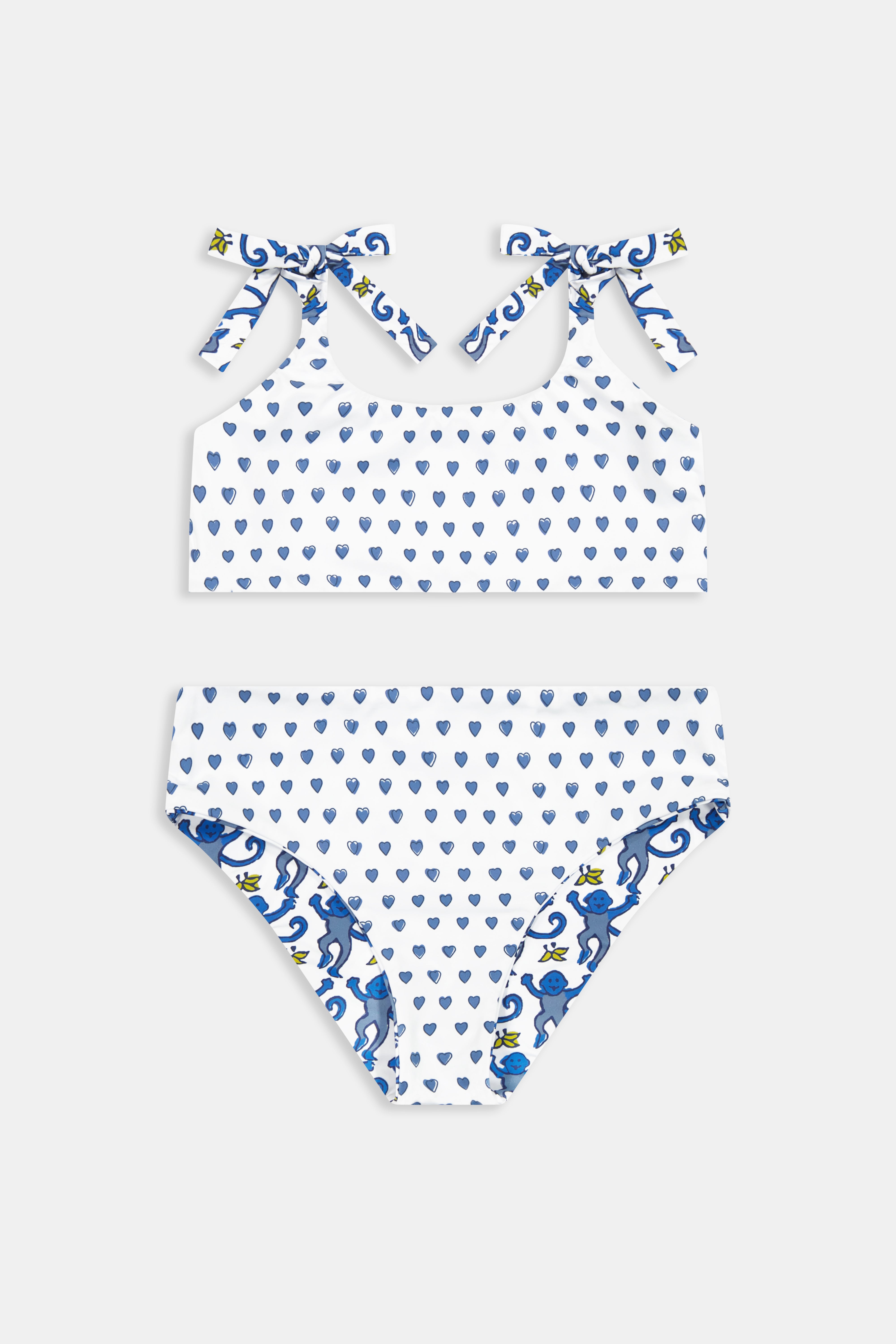Kids Monkey/Hearts Reversible Cora Bikini