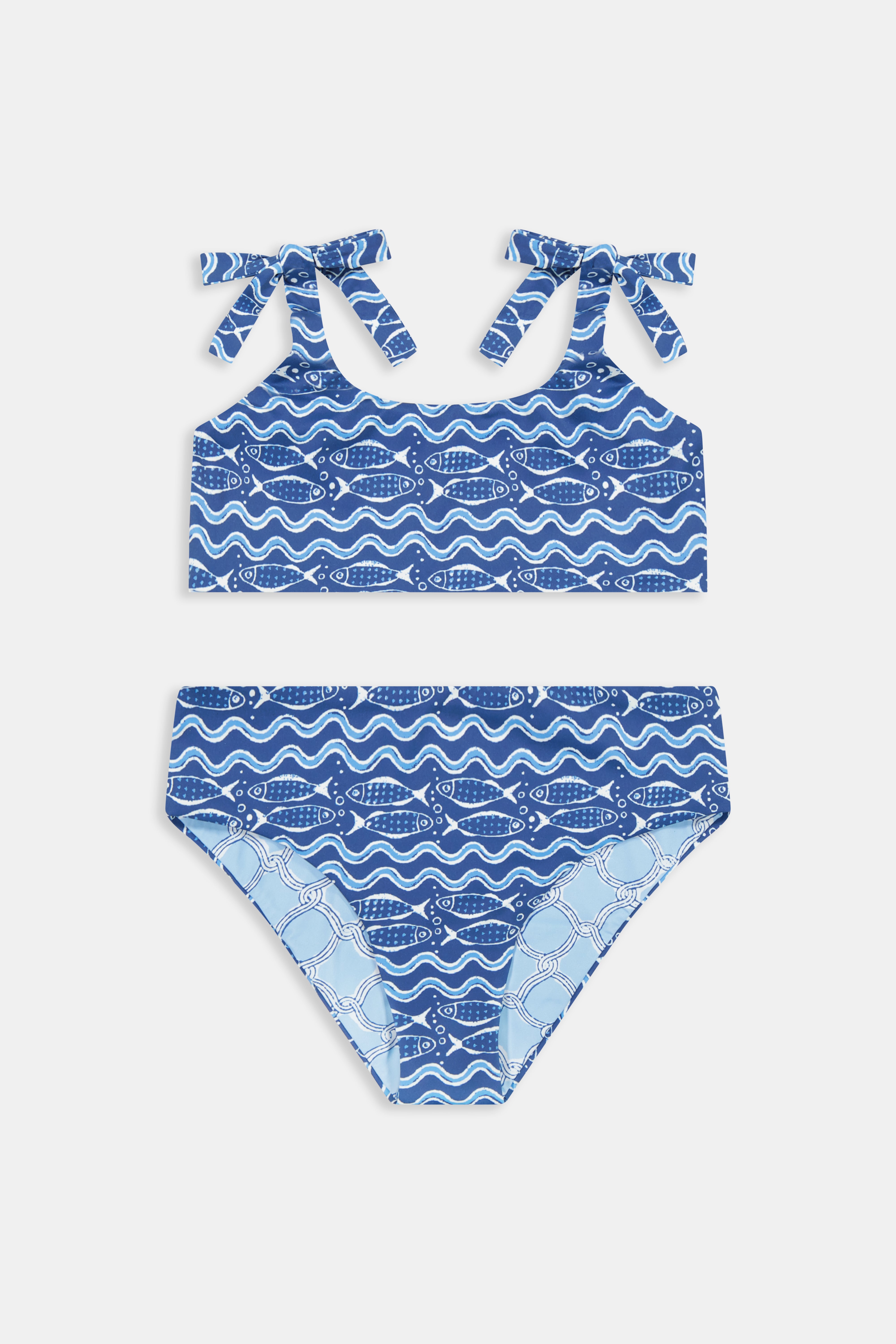 Kids Fish Stripe/Ruban Reversible Cora Bikini
