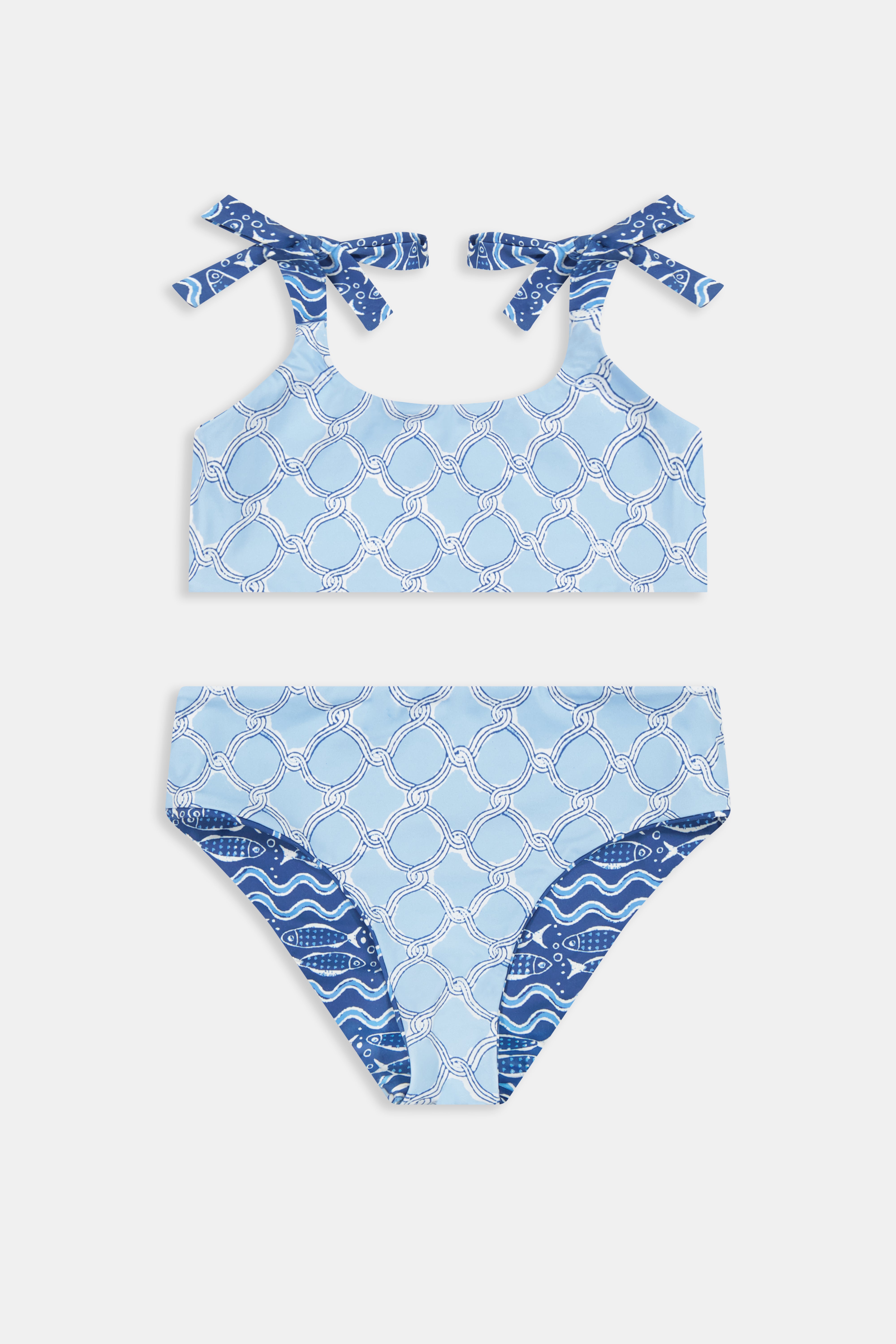 Kids Fish Stripe/Ruban Reversible Cora Bikini