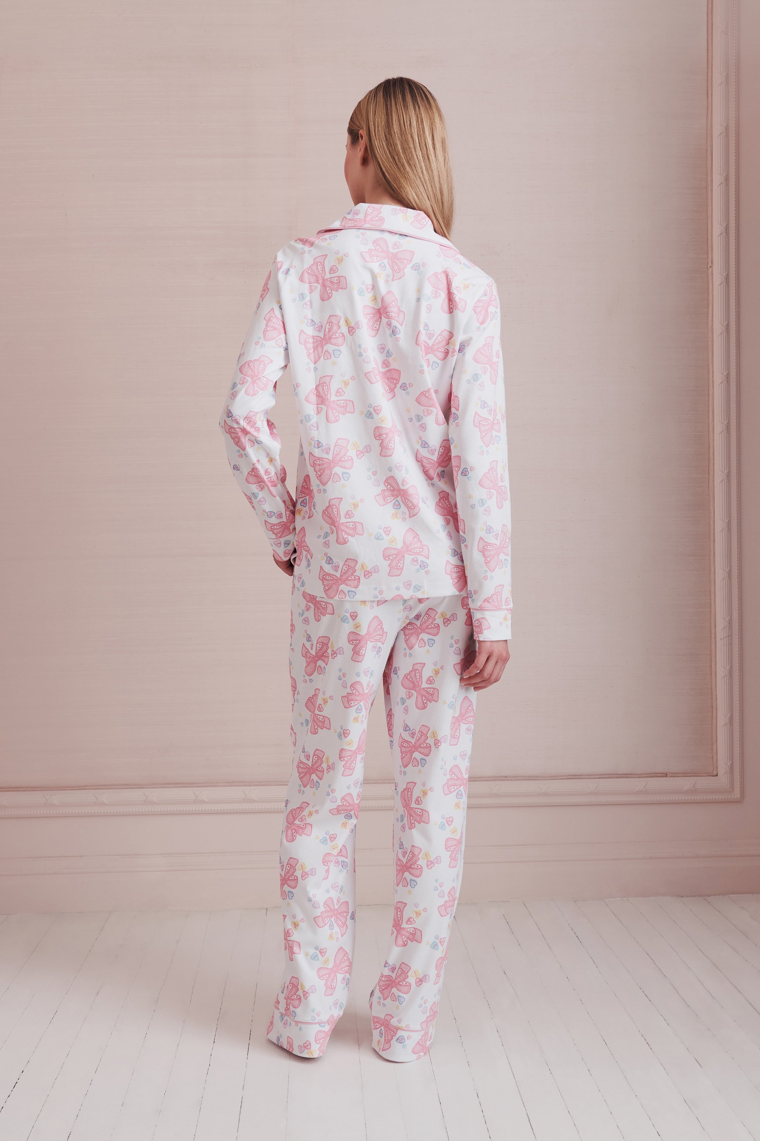 Doily Beaux Long Sleeve Polo Pajamas