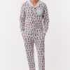 Mens Monkey Mas Patchwork Long Sleeve Polo Pajamas