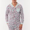 Mens Monkey Mas Patchwork Long Sleeve Polo Pajamas