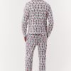 Mens Monkey Mas Patchwork Long Sleeve Polo Pajamas