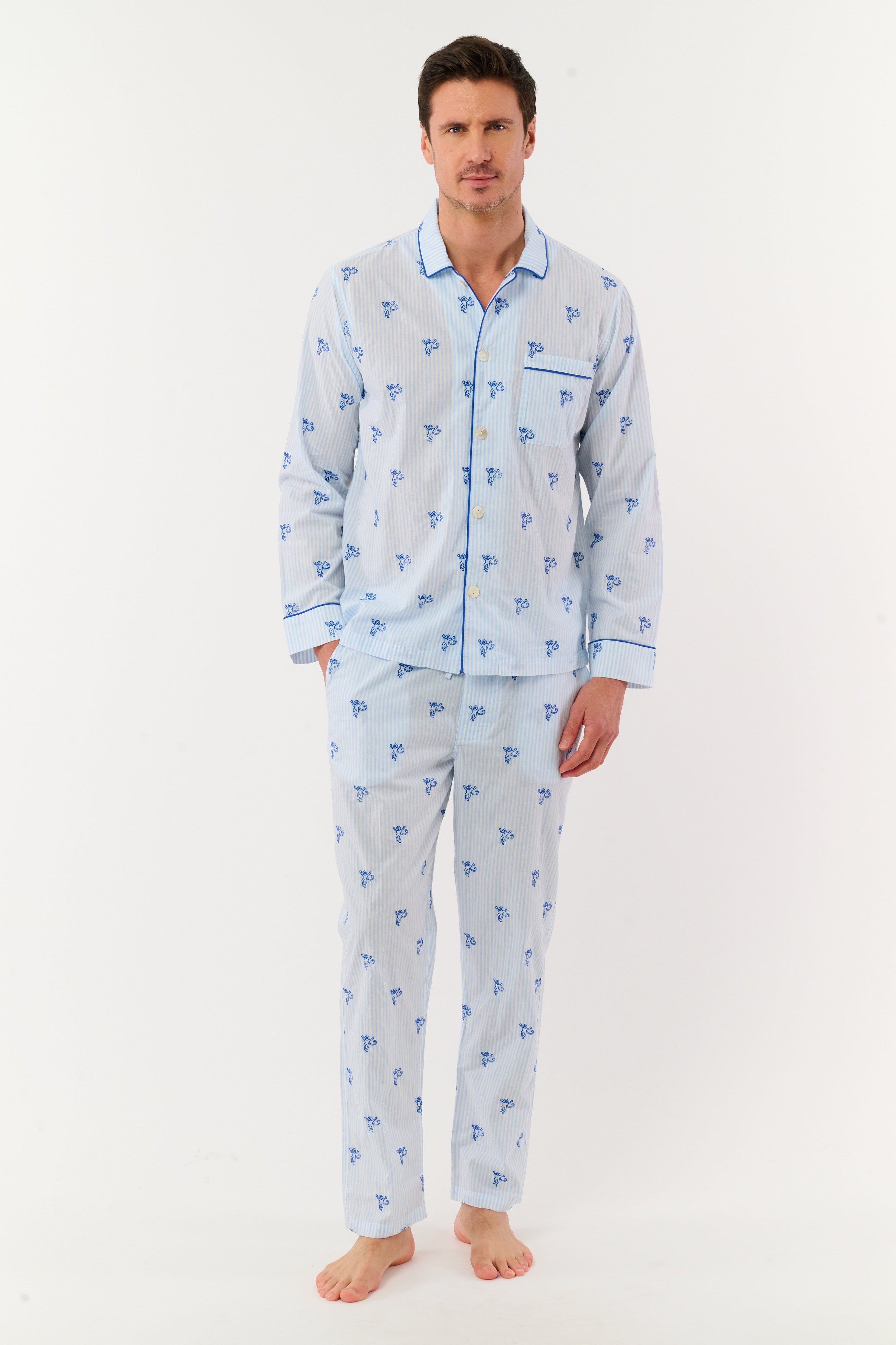 Mens Mini Monkey Stripe Loungewear