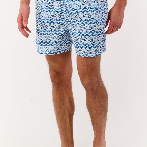 Mens Fish Stripe Swim Trunks