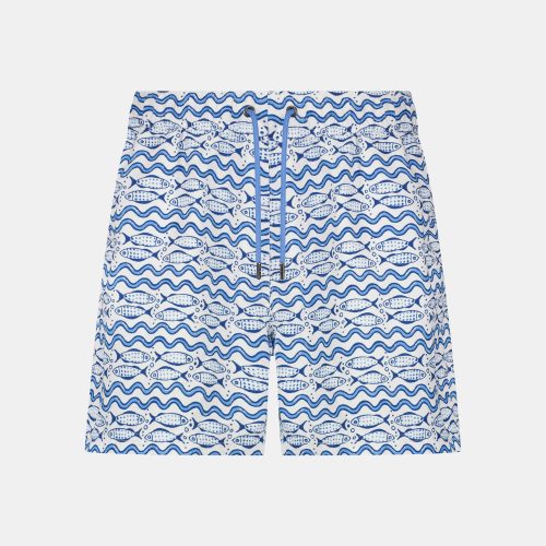 Mens Fish Stripe Swim Trunks