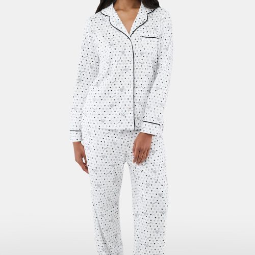 Quilted Hearts Long Sleeve Polo Pajamas