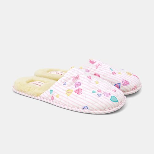 Candy Heart Stripe Quilted Slippers