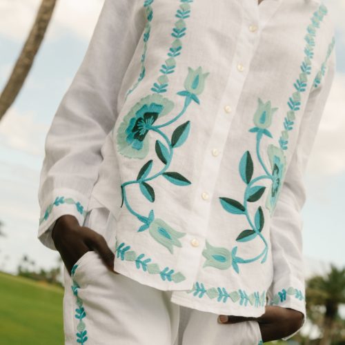 Avallon Embroidery Boyfriend Shirt