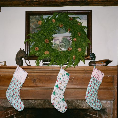 Snow Village Quilted Stocking